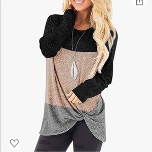 Colorblock Twist Front Tunic Top